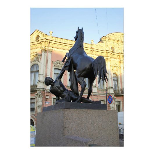 サンクトペテルブルクのアニチコフ橋を彫刻 フォトプリント            (正面)