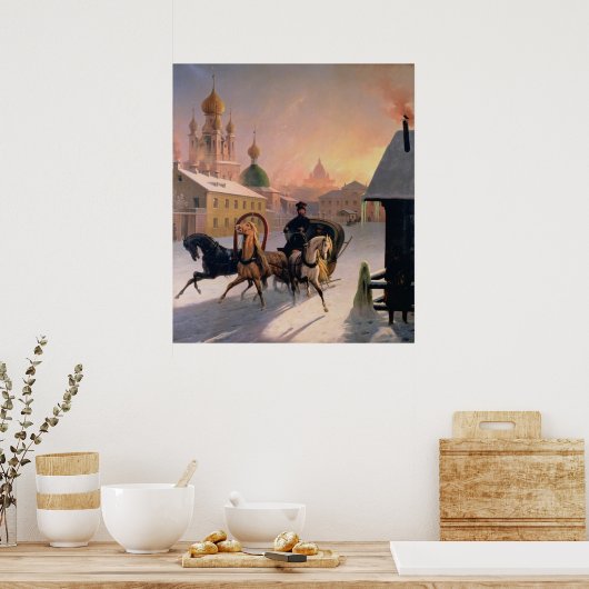 サンクトペテルブルクの通り上のトロイカ, 1850年代 ポスター (キッチン)