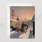 サンクトペテルブルクの通り上のトロイカ, 1850年代 ポストカード (正面/裏面)
