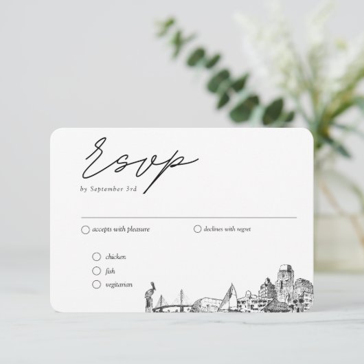 サンクトペテルブルク伝統的RSVPの食事オプション エンクロージャーカード (スタンド正面)