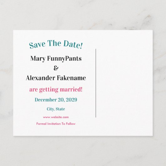 サンクトペテルブルク日付ピンクのフラミンゴを保存 案内ポストカード (裏面)