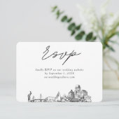 サンクトペテルブルク結婚のミニマルなスケッチRSVP エンクロージャーカード (スタンド正面)