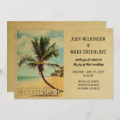 サンクトペテルブルク結婚式招待状ビーチパームツリー 招待状 (正面/裏面)