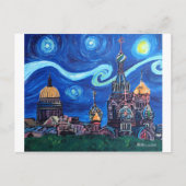 サンクトペテルブルク・ロシアでの星空の夜 ポストカード (正面)