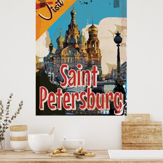 サンクトペテルブルク，ロシアのヴィンテージ旅行ポスター ポスター (キッチン)