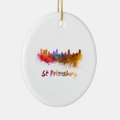 サンクトペテルブルクFLスカイライン水彩画 セラミックオーナメント (右)