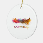 サンクトペテルブルクFLスカイライン水彩画 セラミックオーナメント (左)