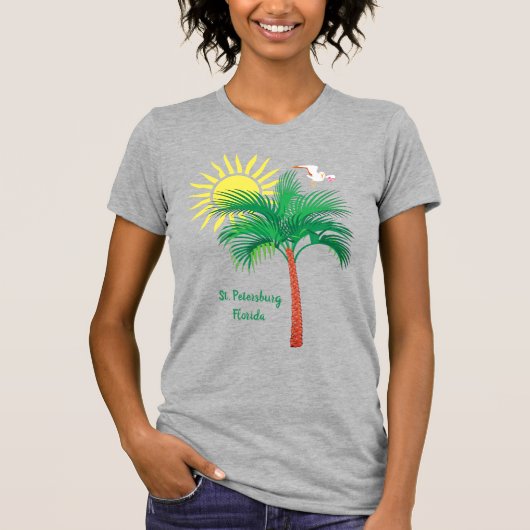サンクトペテルブルクFlorida Palm Tree and Seagull T-Shi Tシャツ (正面)