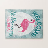 サンクトペテルブルグフロリダピンクフラミンゴレトロ ジグソーパズル (横)