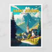 サンクトヨハンストリアヴィンテージ旅行イラストレーション ポストカード (正面)