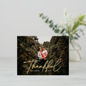 サンクフルフォトホリデーデザインゴールドフォイル 箔シーズンポストカード (立ち正面)