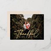 サンクフルフォトホリデーデザインゴールドフォイル 箔シーズンポストカード (正面/裏面)