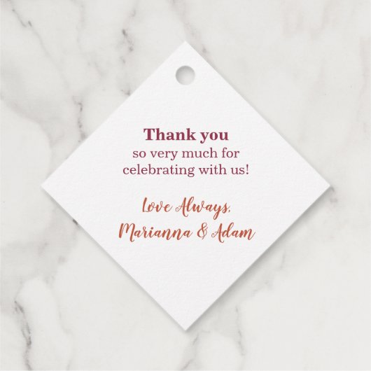 サンクフルフォーユー秋の結婚式婚約パーティ フェイバータグ (裏面)