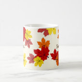 サンクフルレッドオレンジ黄秋メープルツリー葉 コーヒーマグカップ (中央)