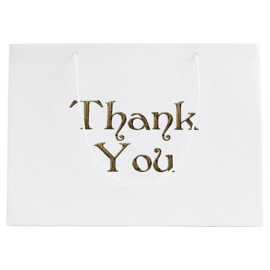 サンクユー感謝していゴンデンタイポグラフィ文字エレガント ラージペーパーバッグ (正面)