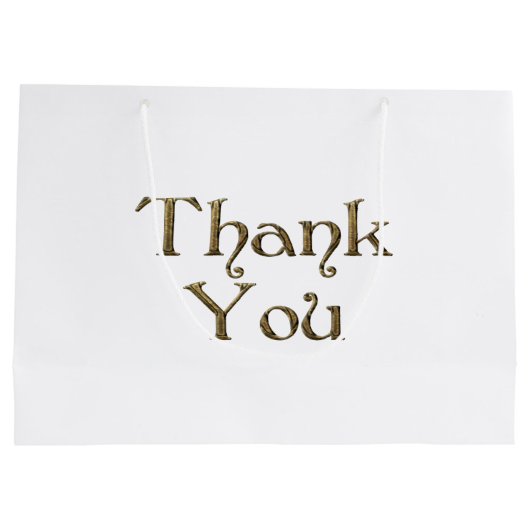 サンクユー感謝していゴンデンタイポグラフィ文字エレガント ラージペーパーバッグ (裏面)