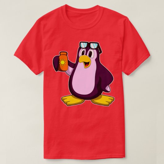 サンクリームサングラス付ペンギン Tシャツ (デザイン正面)
