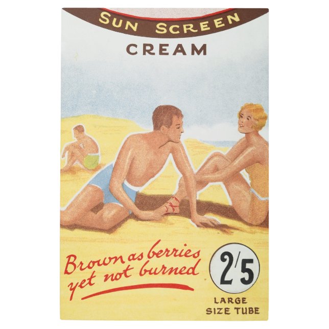 サンクリーム広告サマービーチヴィンテージ メタルプリント (正面)