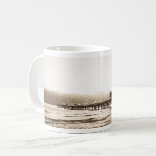 サンクレメテピアカリフォルニア州ビーチヴィンテージ写真 コーヒーマグカップ (正面左)