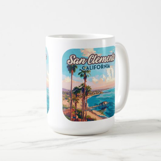 サンクレメンテカリフォルニアビーチオレンジカウンティレトロ コーヒーマグカップ (正面右)