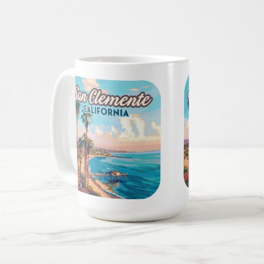 サンクレメンテカリフォルニアビーチオレンジカウンティレトロ コーヒーマグカップ (正面左)