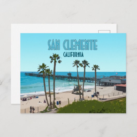 サンクレメンテピアビーチカリフォルニアヴィンテージ ポストカード (正面/裏面)