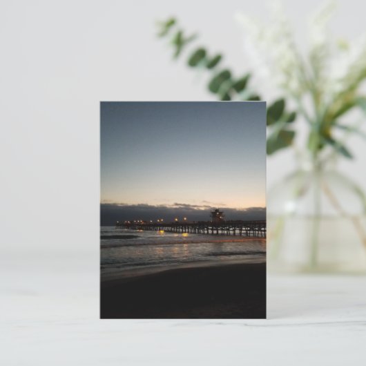 サンクレメンテ桟橋ナイトタイム海カリフォルニア ポストカード (スタンド正面)