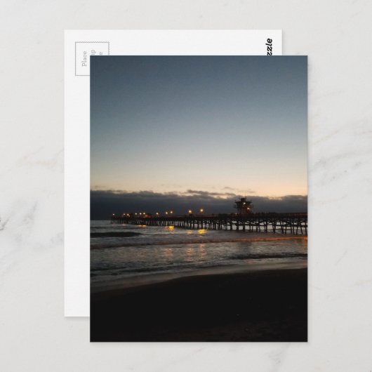 サンクレメンテ桟橋ナイトタイム海カリフォルニア ポストカード (正面/裏面)