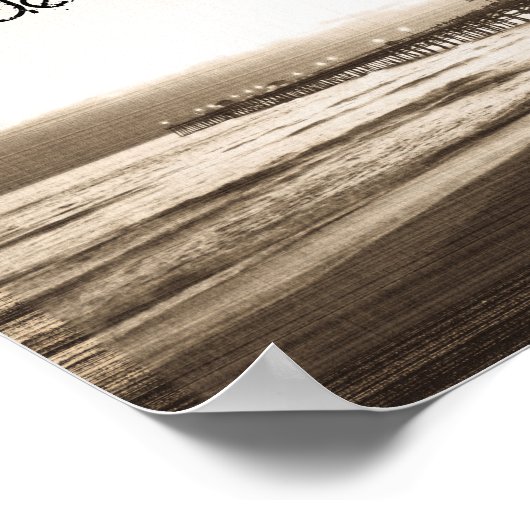 サンクレメンテ桟橋ヴィンテージカリフォルニア写真 ポスター (角)