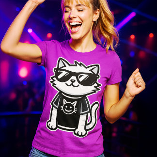 サンクールガス紫の世界猫 Tシャツ