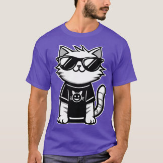 サンクールガス紫の世界猫 Tシャツ