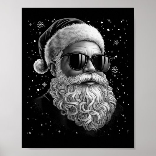 サンクールタ顔ひげ& Gles Christmasおもしろい M ポスター (正面)