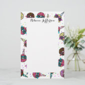 サングおもしろいラスでかわいい一角カラフル獣（ユニコーン）ドーナツ 便箋 (スタンド正面)