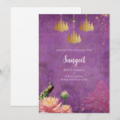 サングィート（インド音楽）招待状 & 孔雀の結婚式カード 招待状 (正面/裏面)