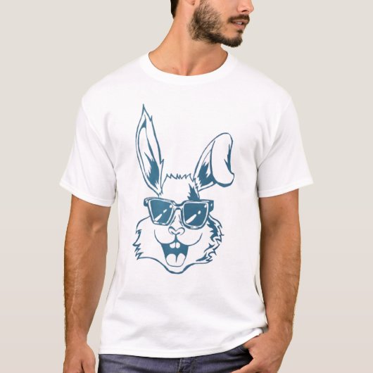 サングラスうさぎの線画 Tシャツ (正面)