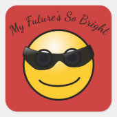 サングラスおもしろいステッカーの明るい未来の絵文字 スクエアシール (正面)