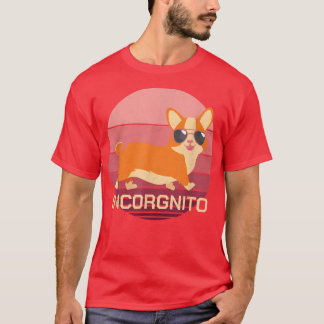 サングラスおもしろい付きコルギドッグレトロヴィンテージ Tシャツ