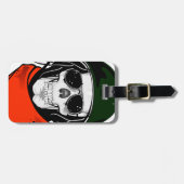 サングラスおよびヘルメットが付いているクールなスカル ラゲッジタグ (正面横)