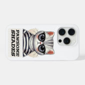サングラスがかっこいい猫のデザイン - Pawsome Shades iPhoneケース (裏面横)