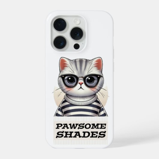 サングラスがかっこいい猫のデザイン - Pawsome Shades iPhoneケース (裏面)