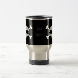 サングラスが付いているちょうどChillinのスカル トラベルマグ