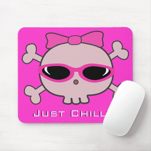 サングラスが付いているちょうどChillinのピンクの漫画のスカル マウスパッド (マウス)