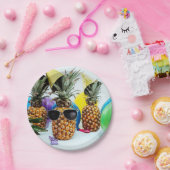 サングラスが付いているクールなパイナップル ペーパープレート (パーティー)