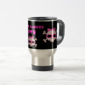 サングラスが付いている女の子のゲーマーのpwnのスカル トラベルマグ (正面右)