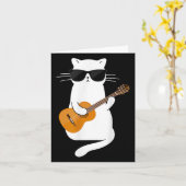 サングラスさんのギタ遊ーギタリストを着た猫 カード (黄色い花)