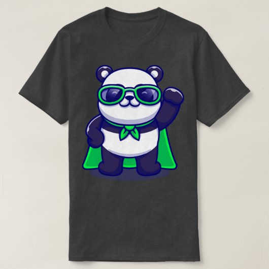 サングラスすごいマンガを着たかわいいパンダ Tシャツ (デザイン正面)