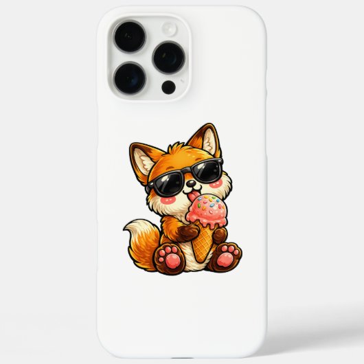 サングラスでアイスクリームを食べるかわいい狐 Case-Mate iPhoneケース (裏面)