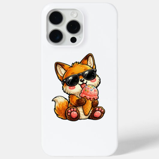 サングラスでアイスクリームを食べるかわいい狐 Case-Mate iPhoneケース (裏面)