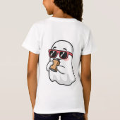 サングラスでアイスコーヒーを飲むかわいいおばけ キ Tシャツ (裏面)