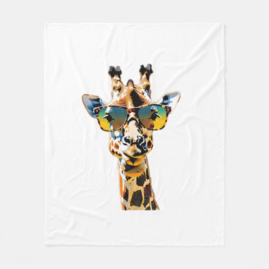 サングラスでキリンを作った動物サングラス フリースブランケット (正面)